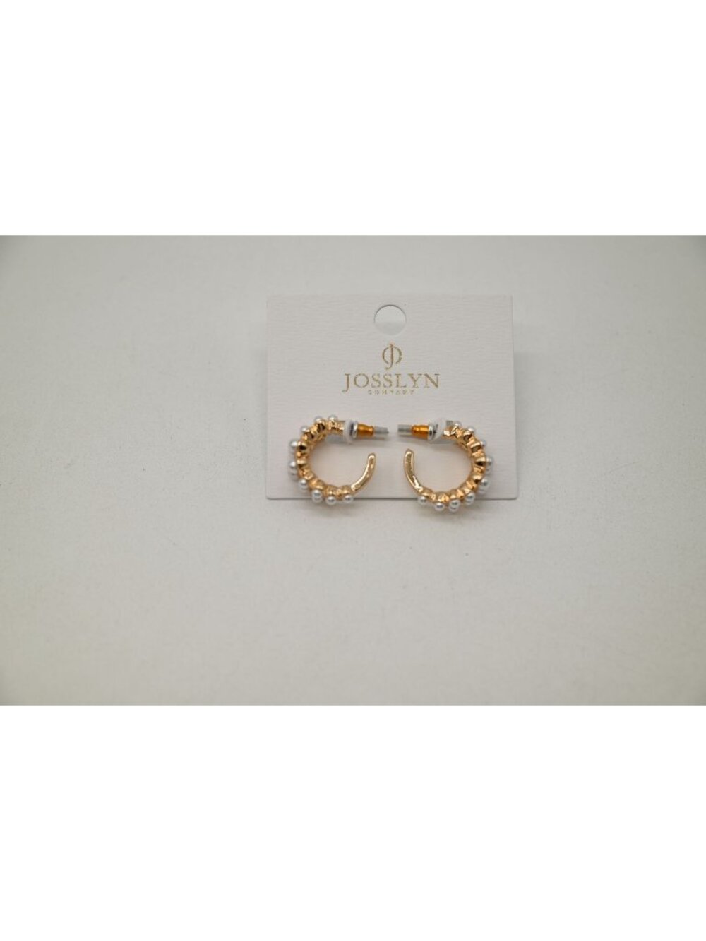 NWT Josslyn Double Row Pearl Mini Huggie Hoop Earrings Gold Tone Studs